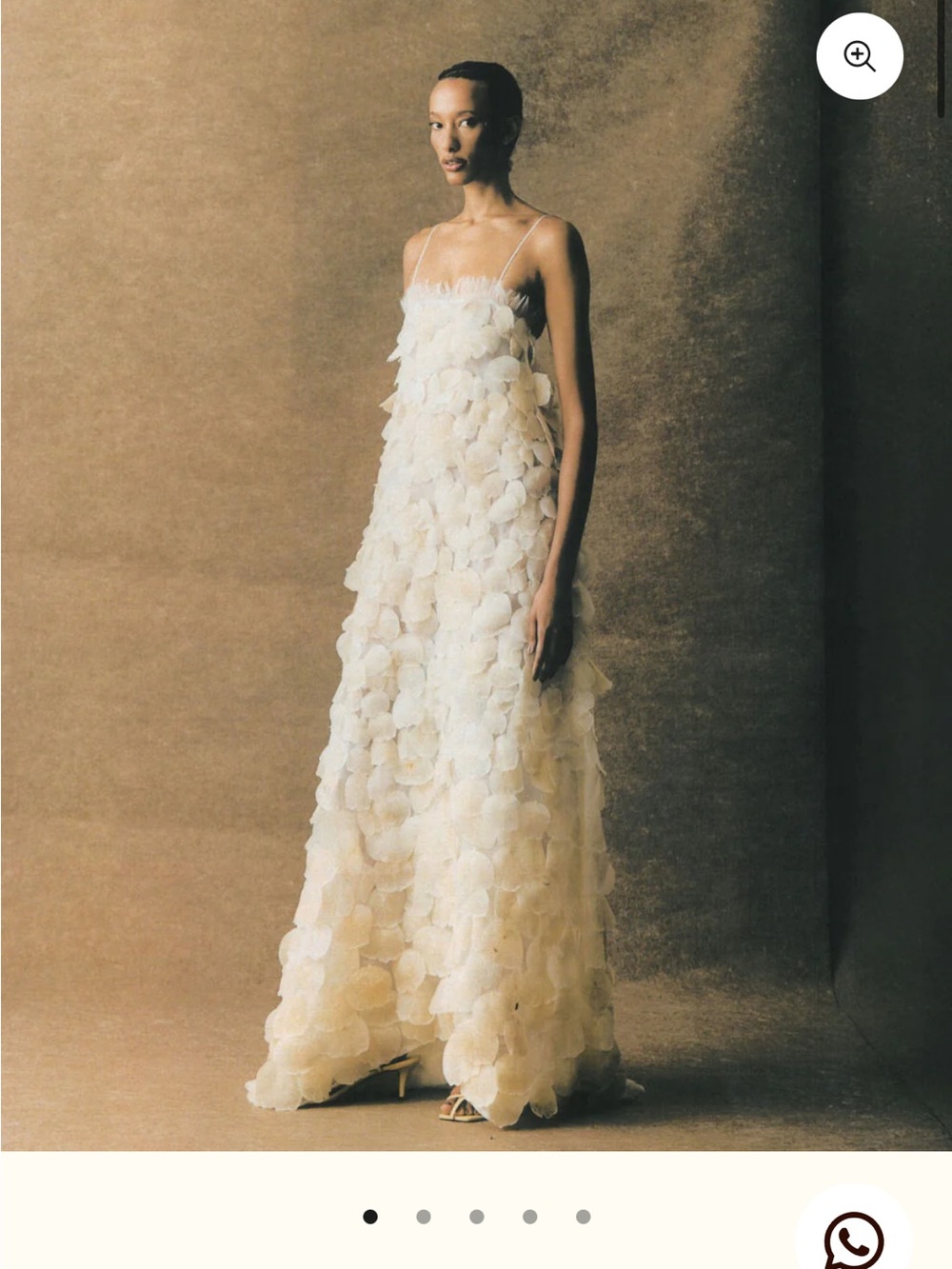 Ivory Petal-Appliqué Maxi Slip Dress with Spaghetti Straps - NEVER WORN